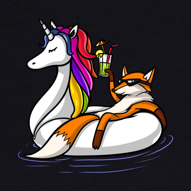 Fox Riding A Unicorn Float by underheaven